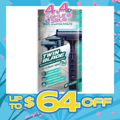 WATSONS - Men Twin Blade Disposable Razors With Pivot Head (Rubber Grip, Moisturising Strip) 6s