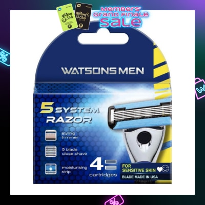 WATSONS Men 5 System Razor (Close Shave, Moisturising Strip For Sensitive Skin) 4s
