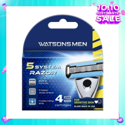 WATSONS Men 5 System Razor (Close Shave, Moisturising Strip For Sensitive Skin) 4s
