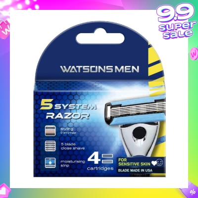 WATSONS Men 5 System Razor (Close Shave, Moisturising Strip For Sensitive Skin) 4s