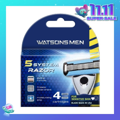 WATSONS Men 5 System Razor (Close Shave, Moisturising Strip For Sensitive Skin) 4s