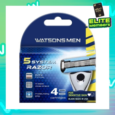WATSONS Men 5 System Razor (Close Shave, Moisturising Strip For Sensitive Skin) 4s