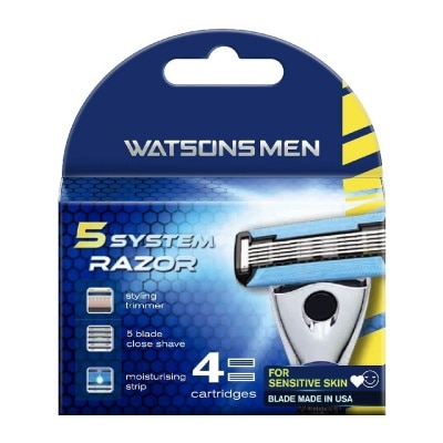 WATSONS Men 5 System Razor (Close Shave, Moisturising Strip For Sensitive Skin) 4s