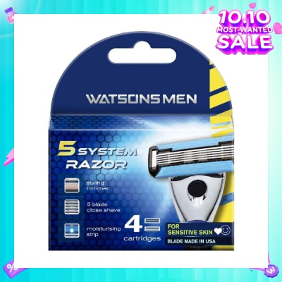 WATSONS Men 5 System Razor (Close Shave, Moisturising Strip For Sensitive Skin) 4s