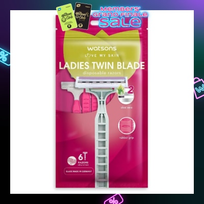 WATSONS Ladies Twin Blade Disposable Razors (Aloe Vera Strip) 6s