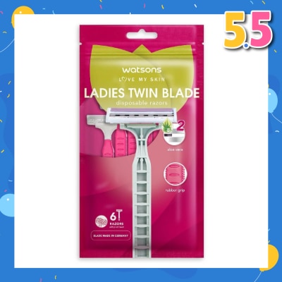 WATSONS Ladies Twin Blade Disposable Razors (Aloe Vera Strip) 6s