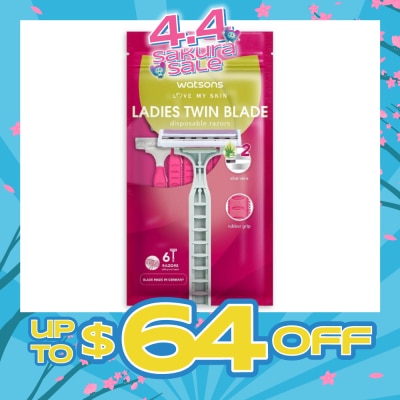 WATSONS - Ladies Twin Blade Disposable Razors (Aloe Vera Strip) 6s