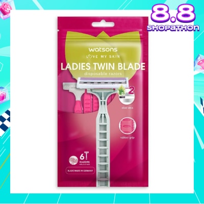 WATSONS Ladies Twin Blade Disposable Razors (Aloe Vera Strip) 6s