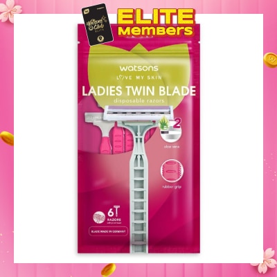 WATSONS Ladies Twin Blade Disposable Razors (Aloe Vera Strip) 6s