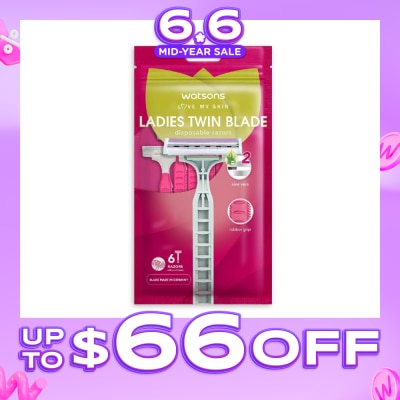 WATSONS - Ladies Twin Blade Disposable Razors (Aloe Vera Strip) 6s