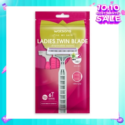 WATSONS Ladies Twin Blade Disposable Razors (Aloe Vera Strip) 6s