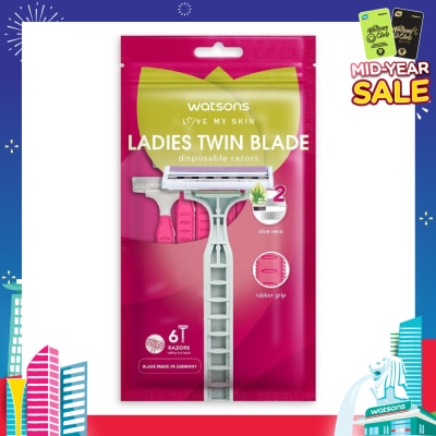 WATSONS Ladies Twin Blade Disposable Razors (Aloe Vera Strip) 6s