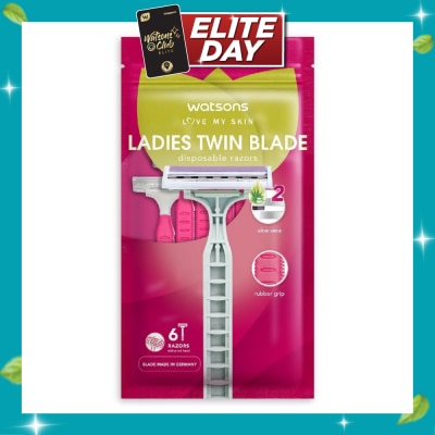 WATSONS Ladies Twin Blade Disposable Razors (Aloe Vera Strip) 6s image