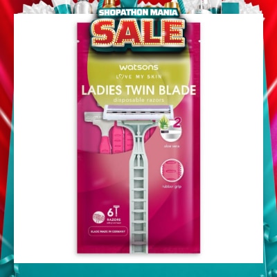 WATSONS - Ladies Twin Blade Disposable Razors (Aloe Vera Strip) 6s
