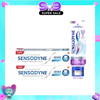 SENSODYNE - Sensitive Teeth Oral Care & Clinical Repair Active White Toothpaste Bundle Set 1s image