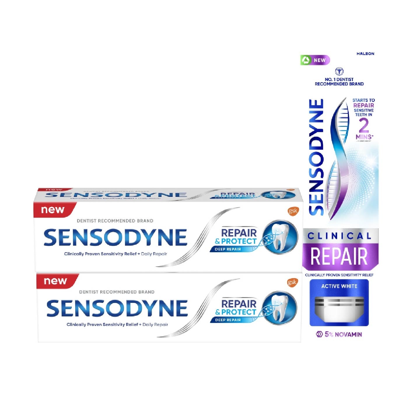 Sensitive Teeth Oral Care & Clinical Repair Active White Toothpaste Bundle Set 1s image