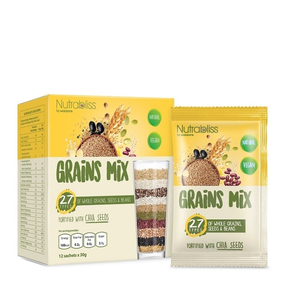 Grains Mix Sachets with 27 Types of Whole Grains, Seeds & Beans 30g (Ideal Daily Nutritious Instant Beverage) 12s