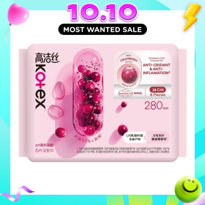 KOTEX Odour Control Cranberry Super Ultra Thin Wing Pad 28cm 6s image