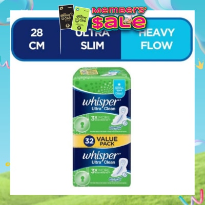 WHISPER - Ultra Clean Sanitary Napkins with Wings for Normal or Heavy Day 32pads