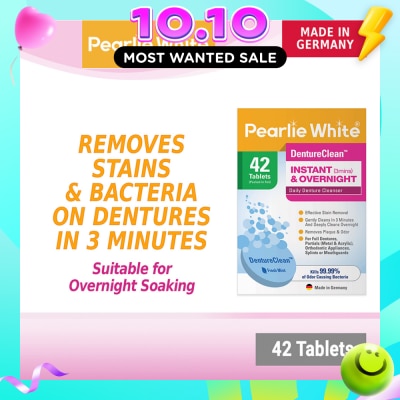 PEARLIE WHITE® DentureClean Denture Cleansing Tablets (For Instant Cleaning & Overnight Soaking) 42s image