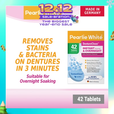 PEARLIE WHITE® DentureClean Denture Cleansing Tablets (For Instant Cleaning & Overnight Soaking) 42s