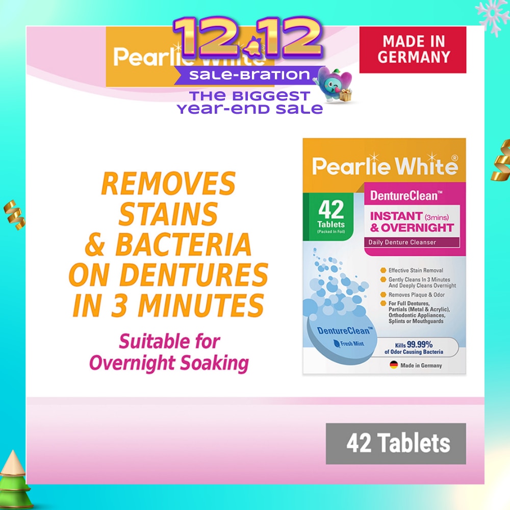 DentureClean Denture Cleansing Tablets (For Instant Cleaning & Overnight Soaking) 42s