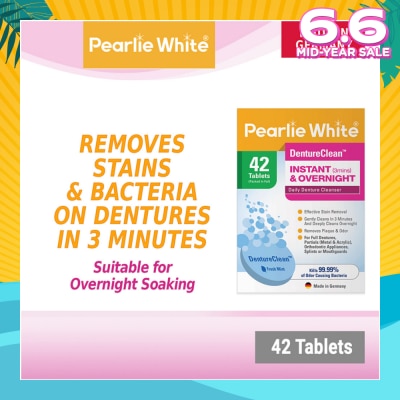PEARLIE WHITE® Denture Cleansing Tablets (For Instant Cleaning & Overnight Soaking) 42s