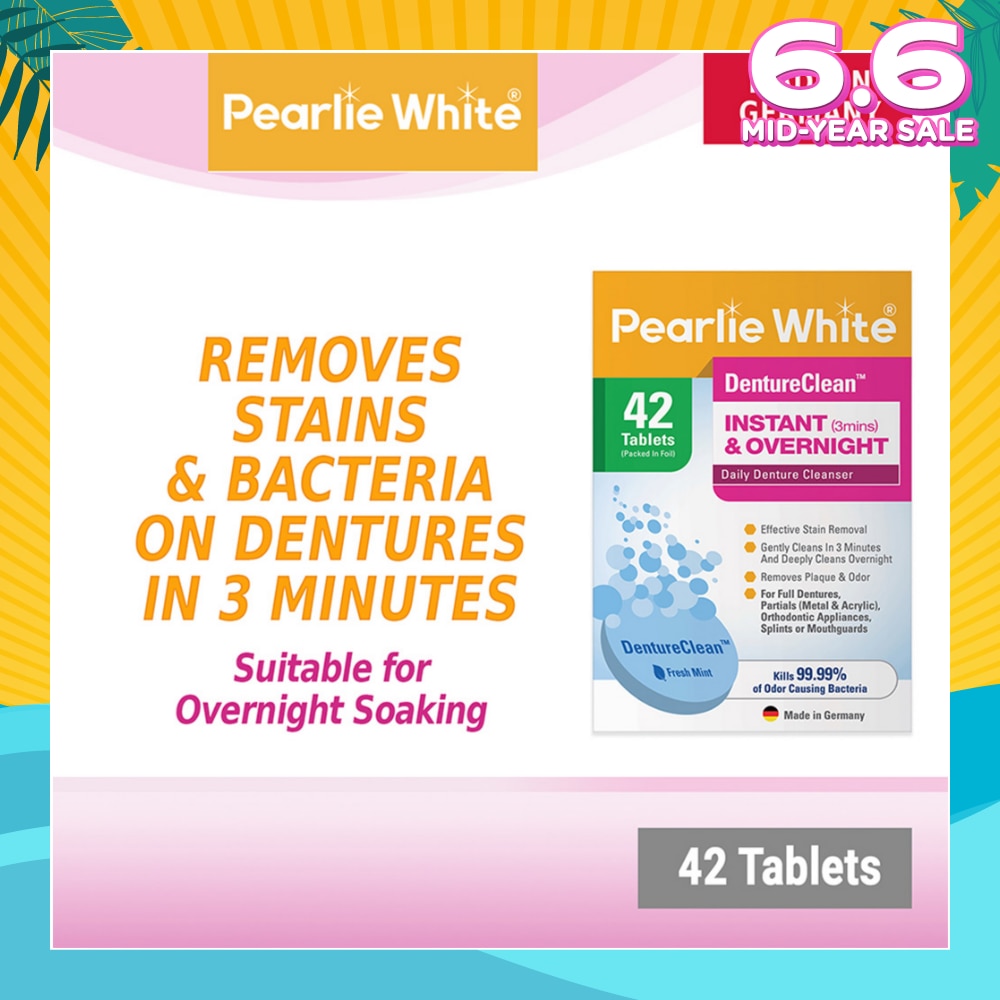 Denture Cleansing Tablets (For Instant Cleaning & Overnight Soaking) 42s