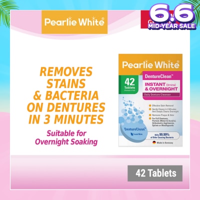 PEARLIE WHITE® Denture Cleansing Tablets (For Instant Cleaning & Overnight Soaking) 42s