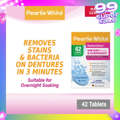 PEARLIE WHITE® Denture Cleansing Tablets (For Instant Cleaning & Overnight Soaking) 42s