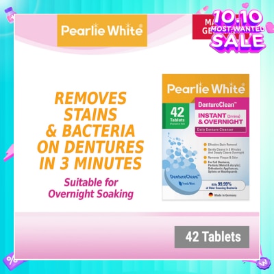 PEARLIE WHITE® Denture Cleansing Tablets (For Instant Cleaning & Overnight Soaking) 42s