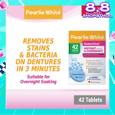 PEARLIE WHITE® Denture Cleansing Tablets (For Instant Cleaning & Overnight Soaking) 42s