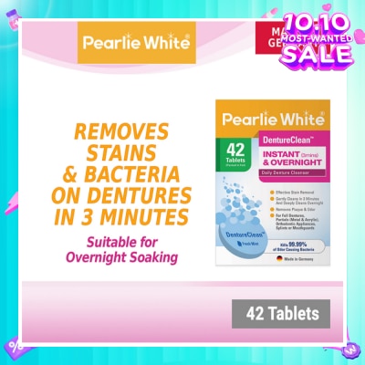 PEARLIE WHITE® Denture Cleansing Tablets (For Instant Cleaning & Overnight Soaking) 42s