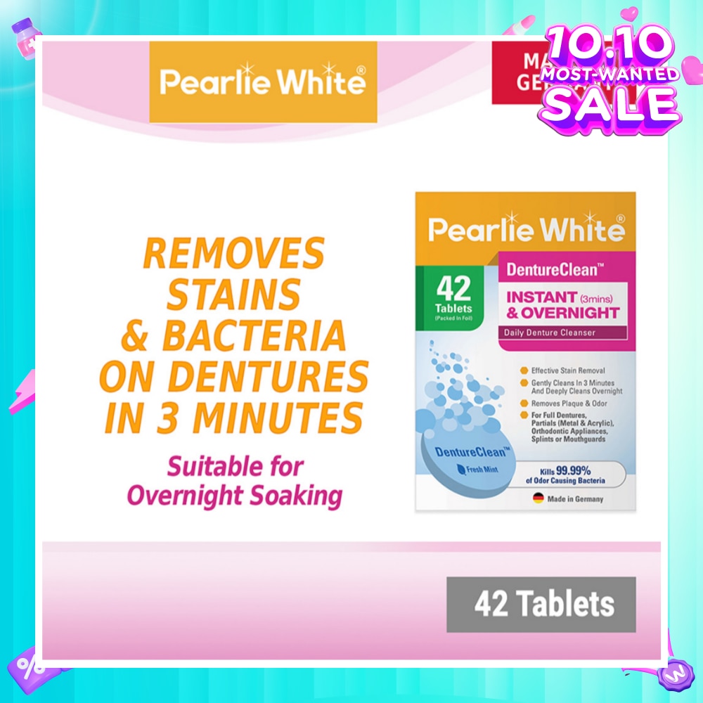 Denture Cleansing Tablets (For Instant Cleaning & Overnight Soaking) 42s