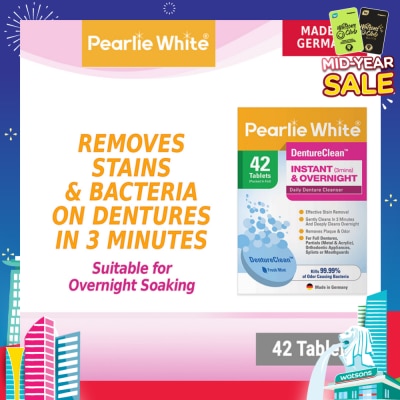 PEARLIE WHITE® Denture Cleansing Tablets (For Instant Cleaning & Overnight Soaking) 42s