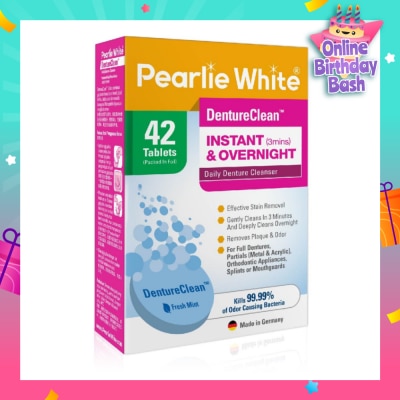 PEARLIE WHITE® Denture Cleansing Tablets (For Instant Cleaning & Overnight Soaking) 42s