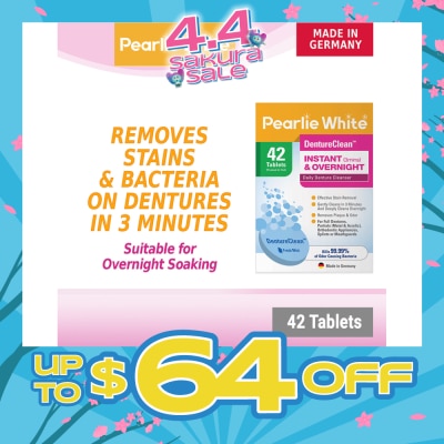 PEARLIE WHITE® - DentureClean Denture Cleansing Tablets (For Instant Cleaning & Overnight Soaking) 42s