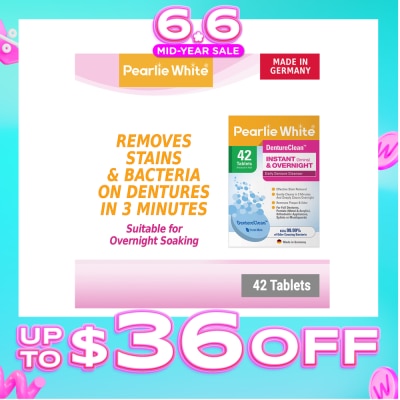 PEARLIE WHITE® - DentureClean Denture Cleansing Tablets (For Instant Cleaning & Overnight Soaking) 42s