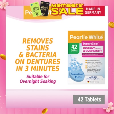PEARLIE WHITE® DentureClean Denture Cleansing Tablets (For Instant Cleaning & Overnight Soaking) 42s