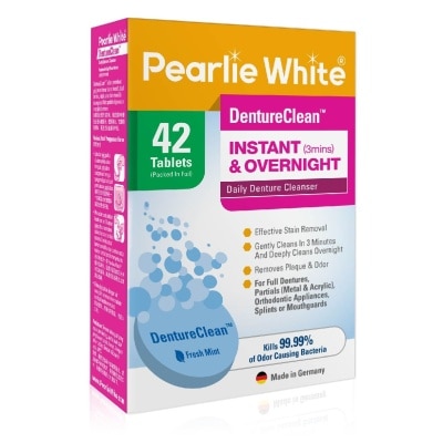 PEARLIE WHITE® Denture Cleansing Tablets (For Instant Cleaning & Overnight Soaking) 42s