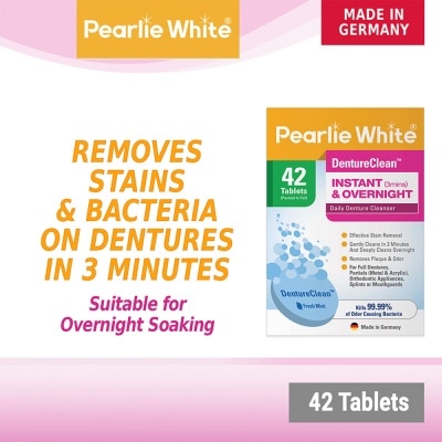 PEARLIE WHITE® Denture Cleansing Tablets (For Instant Cleaning & Overnight Soaking) 42s