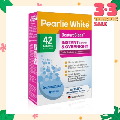 PEARLIE WHITE® Denture Cleansing Tablets (For Instant Cleaning & Overnight Soaking) 42s