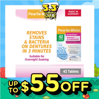 PEARLIE WHITE® DentureClean Denture Cleansing Tablets (For Instant Cleaning & Overnight Soaking) 42s