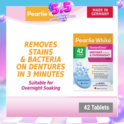 PEARLIE WHITE® - DentureClean Denture Cleansing Tablets (For Instant Cleaning & Overnight Soaking) 42s
