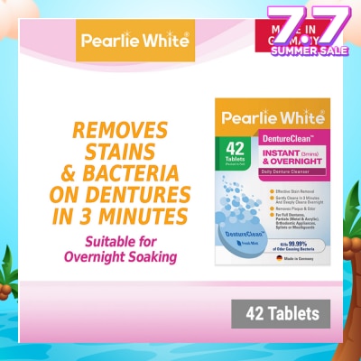 PEARLIE WHITE® Denture Cleansing Tablets (For Instant Cleaning & Overnight Soaking) 42s