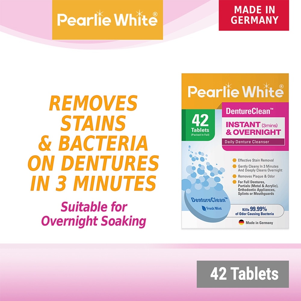 Denture Cleansing Tablets (For Instant Cleaning & Overnight Soaking) 42s