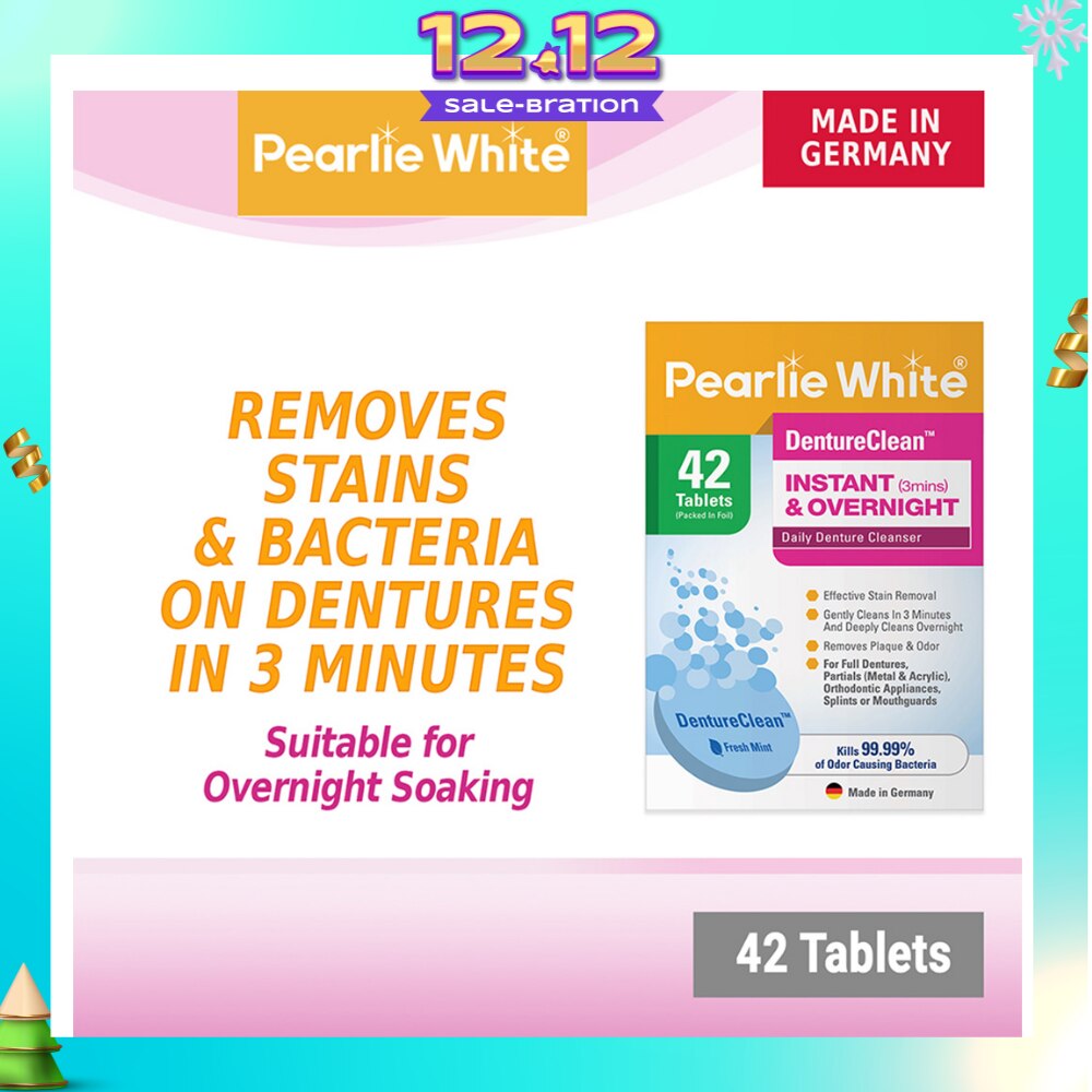DentureClean Denture Cleansing Tablets (For Instant Cleaning & Overnight Soaking) 42s