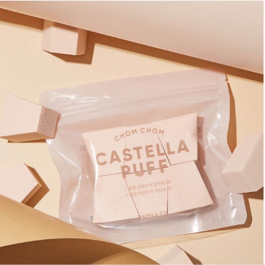 Chom Chom Castella Puff, Multi Purpose Makeup Sponge (Soft And Smooth Surface, Both Adhesion And Coverage Are Increased) 6s