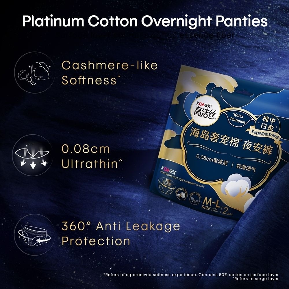 Platinum Cotton Overnight Panties Size M-L 2s