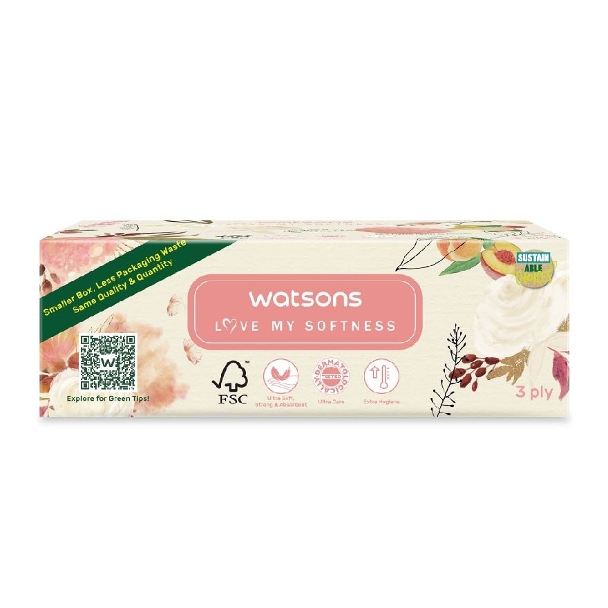 X Flower Velvety Soft Box Tissues (Dermatologically Tested, Strong And Absorbent) 3 Ply 100s X 5s